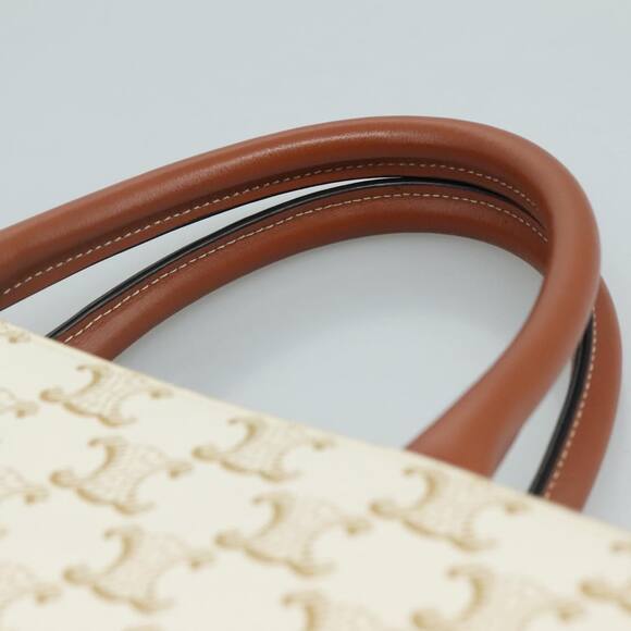 CELINE Triomphe Small Vertical Cabas Tote Bag Pvc Leather White - Picture 8 of 12